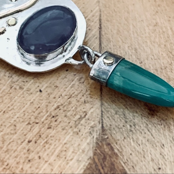 Vintage Southwestern Sterling Pin or Pendant, 14k Gold, Turquoise and Amethyst - Picture 11 of 17